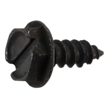 Midwest Fastener Sheet Metal Screw, #6 x 3/8 in, Black Oxide Steel Flange Hex Head Slotted Drive, 40 PK 39561